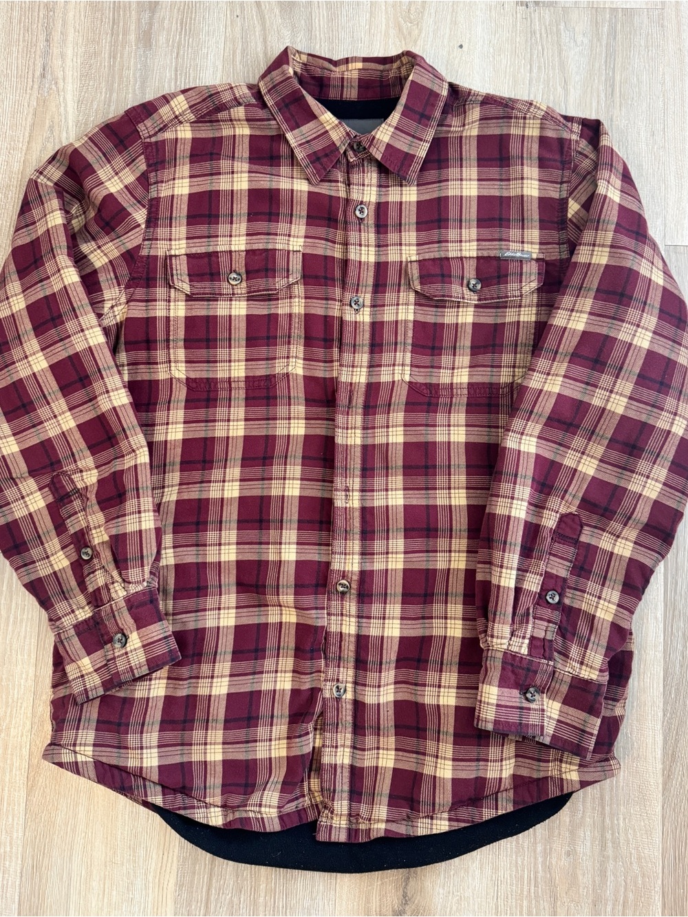 Eddie Bauer Fleece Lined Plaid Flannel Mens Shirt Jacket Size Medium
